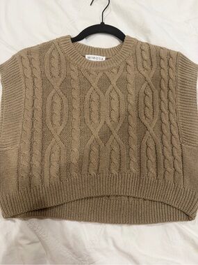 Mimosa Taupe Cable Crewneck Sweater